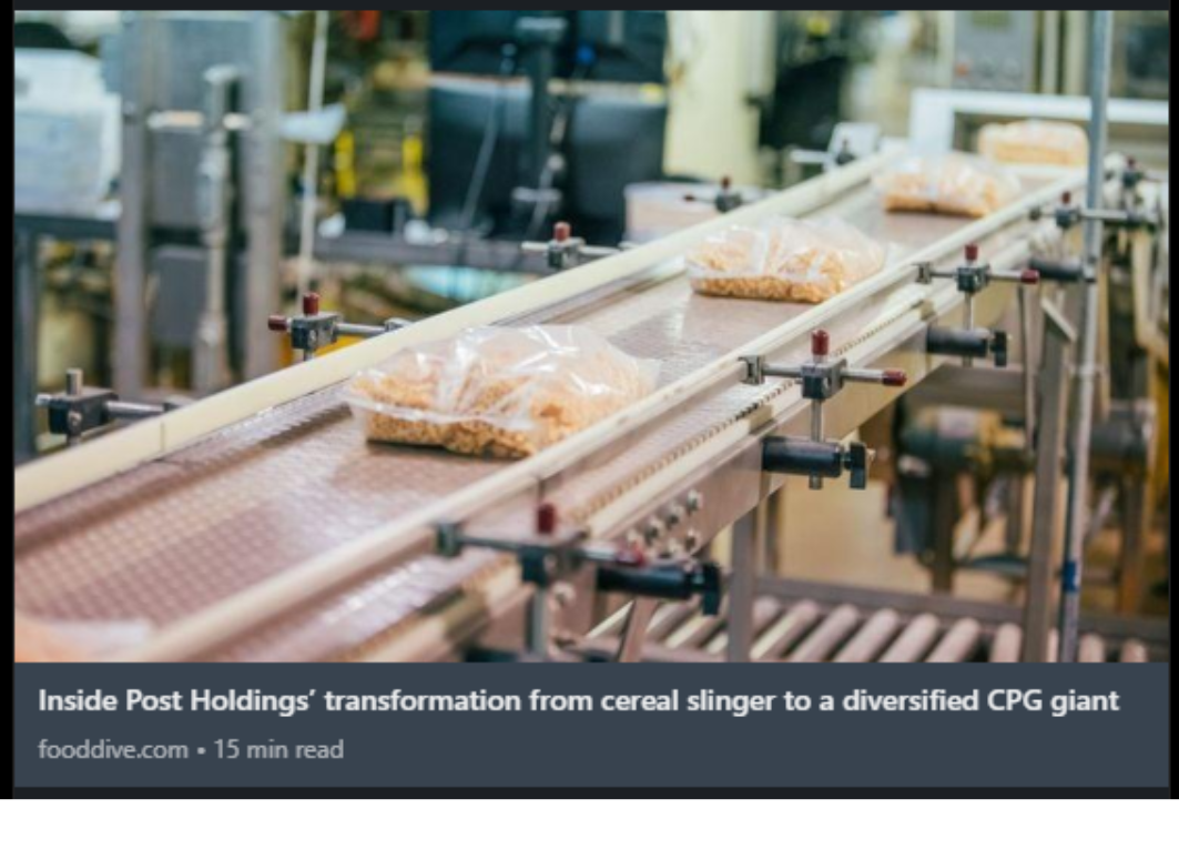 In the News Post Holdings and CEO Rob Vitale Profiled in Food Dive